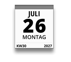 Kalender für Montag, 26. JULI 2027 (Woche 30)