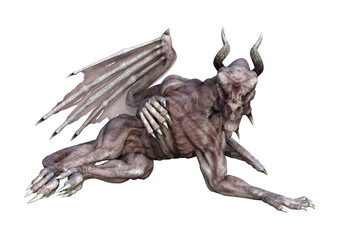 3D Rendering Fantasy Vampire Dragon on White