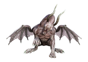 3D Rendering Fantasy Vampire Dragon on White