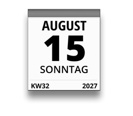 Kalender für Sonntag, 15. AUGUST 2027 (Woche 32)