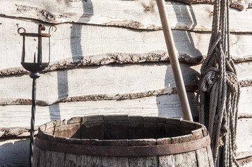 an old wooden agricultural tools in the country