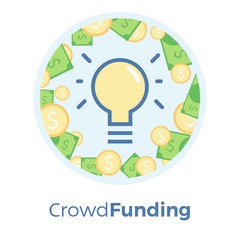 Crowdfunding vector flat illustration. Idea of sharing and donating money. Auditing tax process. EPS 10