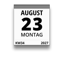 Kalender für Montag, 23. AUGUST 2027 (Woche 34)