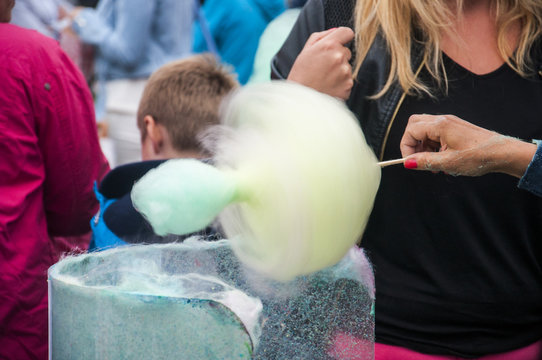 cotton candy being made in Poland