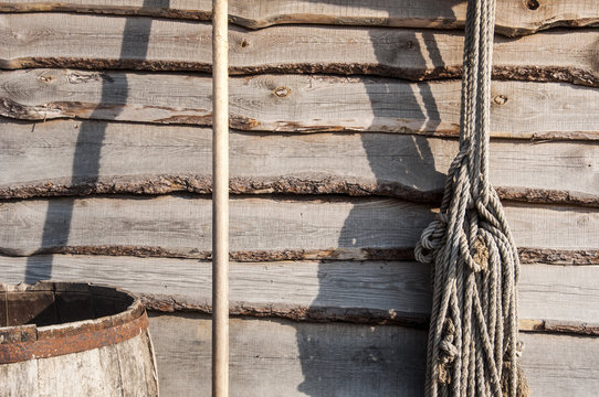 an old wooden agricultural tools in the country