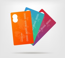 Vector illustration, gradient credit card with abstract design background. Can be use in mobile app and web site. Eps 10