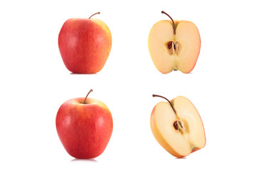 close up view of arranged fresh apples isolated on white