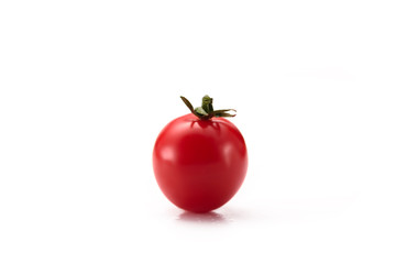 close up view of ripe cherry tomato isolated on white