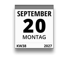 Kalender für Montag, 20. SEPTEMBER 2027 (Woche 38)