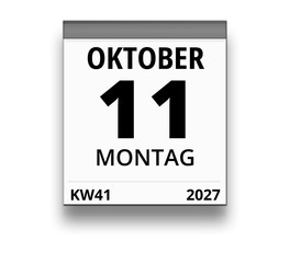 Kalender für Montag, 11. OKTOBER 2027 (Woche 41)
