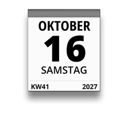 Kalender für Samstag, 16. OKTOBER 2027 (Woche 41)
