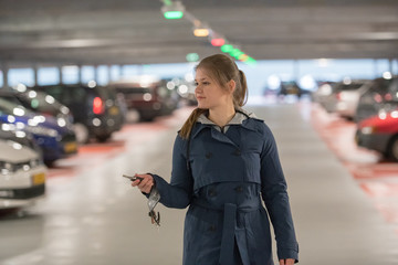 Fototapeta premium woman in parking garage