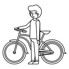 young man with bicycle avatar character vector illustration design