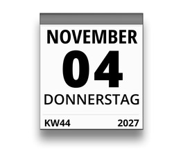 Kalender für Donnerstag, 4. NOVEMBER 2027 (Woche 44)