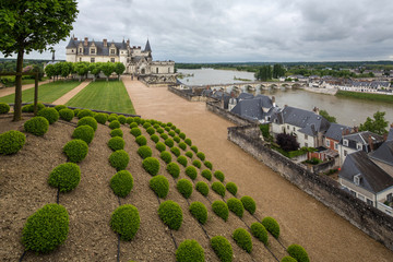 The Chateau d'Amboise sitting at an elevation of 81 metres aboce the river Loire, in the Loire...