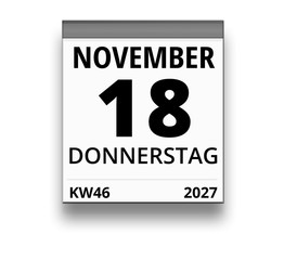 Kalender für Donnerstag, 18. NOVEMBER 2027 (Woche 46)