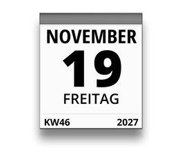 Kalender für Freitag, 19. NOVEMBER 2027 (Woche 46)