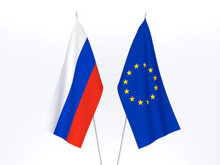 European Union and Russia flags