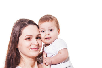 Adorable mother and child looking at the camera