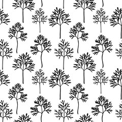 Seamless pattern with leaves silhouettes