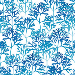 Seamless pattern with leaves silhouettes