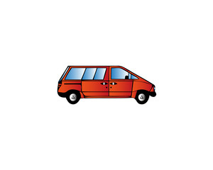 Car icon vector. Side view. Simple red car sign