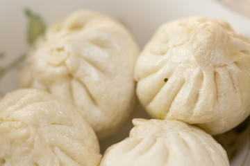 Steamed chinese bun closeup