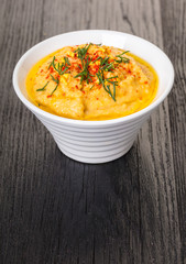 hummus in a bowl close-up