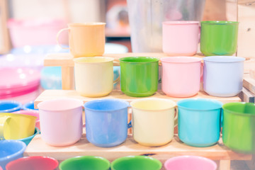 Colorful mugs stainless steel, pastel colors