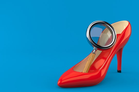 Red heel with magnifying glass