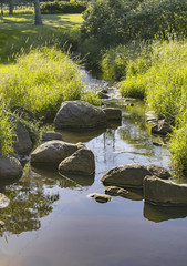 Lazy stream winding through the park