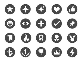 Favorite and like icon set. Included icons as love, button, bookmark, add, wishlist, pin and more.