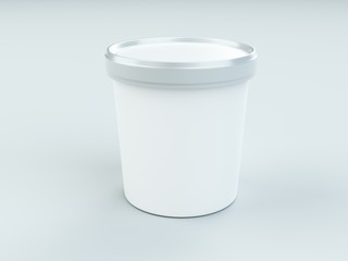 white paper canister with silver lid for ice cream and yogurt mockup