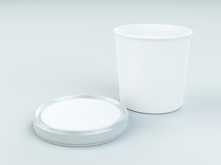white paper canister with silver lid for ice cream and yogurt mockup