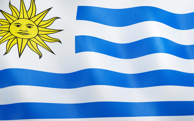 Fototapeta premium 3D Flag of Uruguay.
