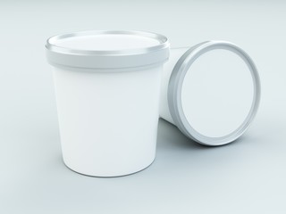 white paper canister with silver lid for ice cream and yogurt mockup - 212105342