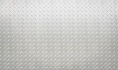 Poster Wit zilver industriële muur diamant staal patroon achtergrond © Mirror-images