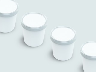 white paper canister with silver lid for ice cream and yogurt mockup - 212105397