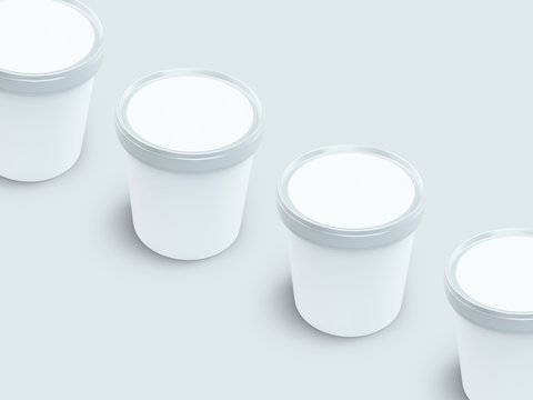 white paper canister with silver lid for ice cream and yogurt mockup