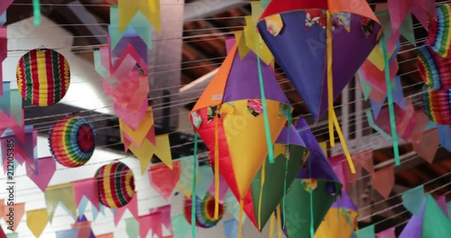 Flags Balloons Ribbons Hanging From The Ceiling Typical