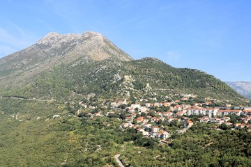 Fototapeta na wymiar view on the Biokovo mountains near Baska Voda, Croatia