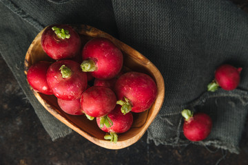 Radish with rustic background