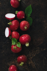 Radish with rustic background