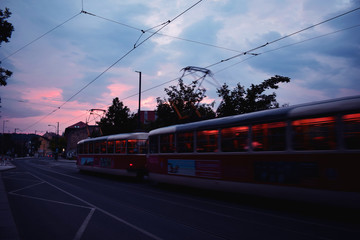 Fototapeta na wymiar Night tram