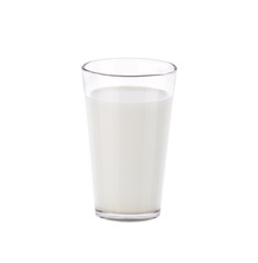 glass of milk on white background