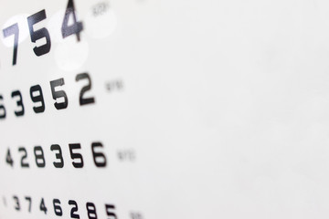 test of sight on different numbers on a white background.