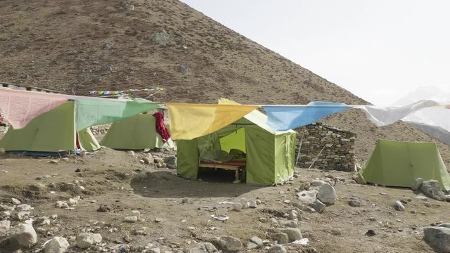 Darmasala tent camp on Larke Pass, 4500m altitude . Manaslu circuit trek.