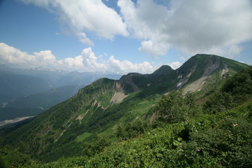 View of Caucasus mountains. Sochi, Krasnaya Polyana
