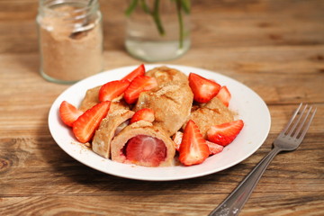 Czech dumplings with strawberries