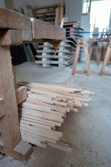 Material - planks of wood at carpentry 